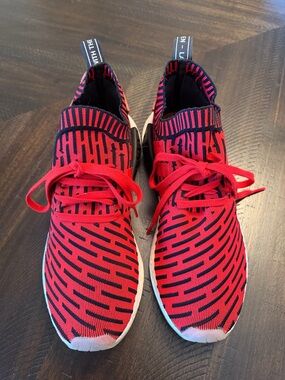 adidas Red and Black Athletic Slip-On Sneakers